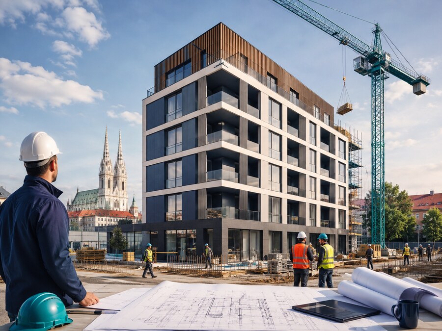 Prikaz gradnje modernog apart hotela u Zagrebu